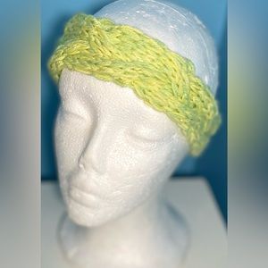 Handmade Hand Crafted Spring Braided Cable Knit Headband yellow/green